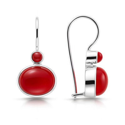 Boucles d'oreilles Pendantes Argent Cornalines