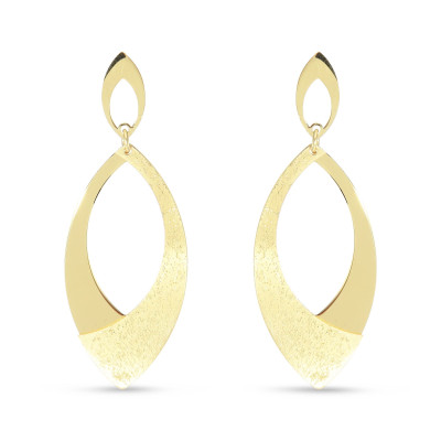 Boucles d'oreilles pendantes Argent Doré 925 Navettes 2 textures