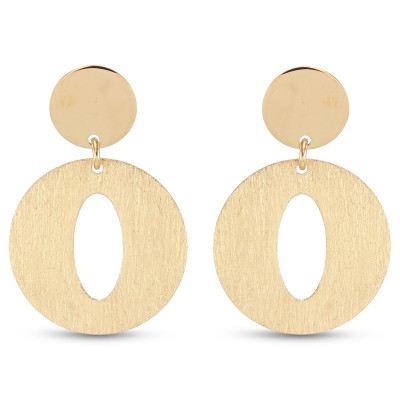 Boucles d'oreilles pendantes Argent doré Cercles 2 textures