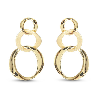 Boucles d'oreilles pendantes Argent doré Cercles 2 textures