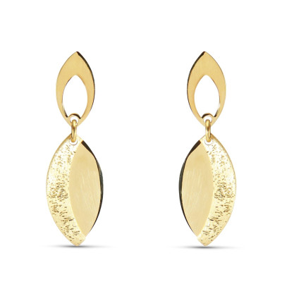 Boucles d'oreilles Pendantes Argent Doré Navettes