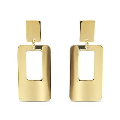 Boucles d'oreilles Pendantes Argent Doré Rectangles
