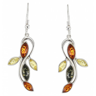 boucles d'oreilles ambre multicolore