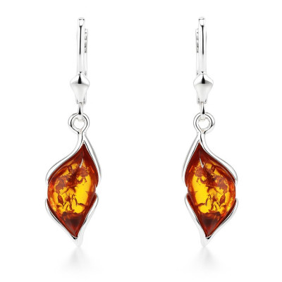 Boucles d'oreilles Pendantes Argent et Ambre