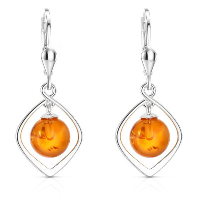 Boucles d'oreilles Pendantes Argent et Ambre