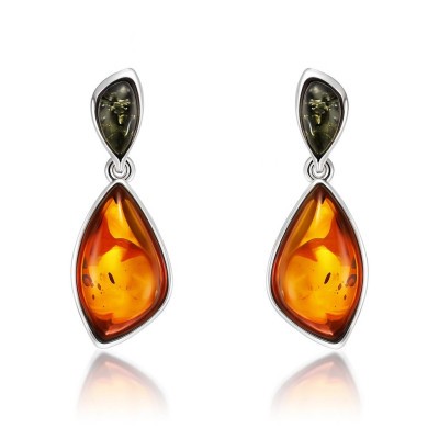 Boucles d'oreilles pendantes Argent et Ambre