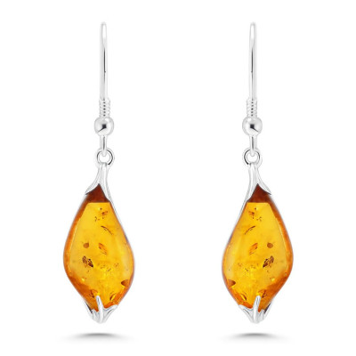 Boucles d'oreilles pendantes Argent et Ambre