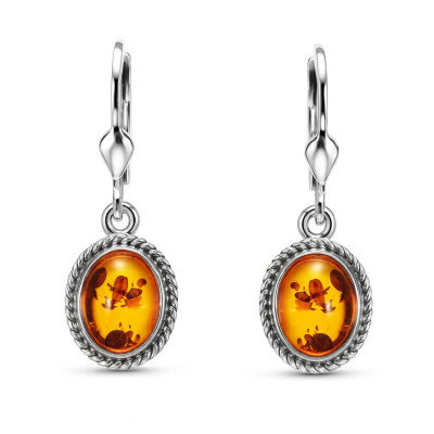 Boucles d'oreilles pendantes Argent et Ambre