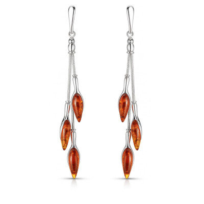 Boucles d'oreilles pendantes Argent et Ambre