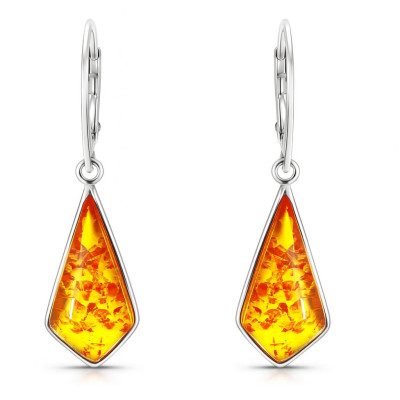 Boucles d'oreilles pendantes Argent et Ambre