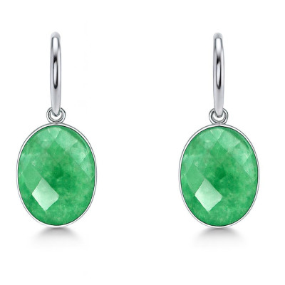 Boucles d'oreilles pendantes Argent et  Aventurine Ovale 16x12mm