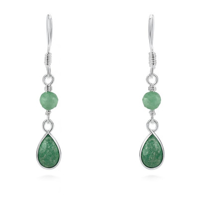 Boucles d'oreilles pendantes Argent et Aventurine