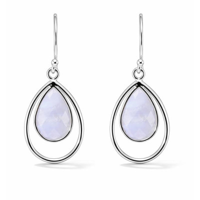 Boucles d'oreilles Pendantes Argent et Calcédoine poire 12x9mm