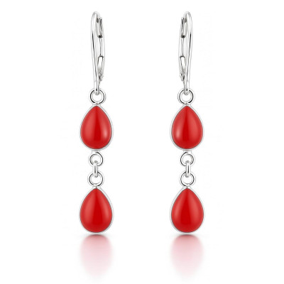 Boucles d'oreilles Pendantes Argent et Cornaline Poire