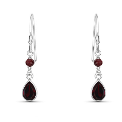 Boucles d'oreilles pendantes Argent et Grenat