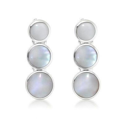 Boucles d'oreilles pendantes Argent et Nacre blanche
