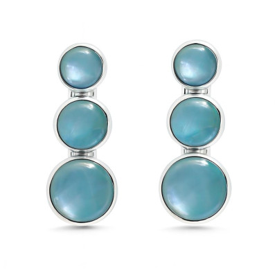 Boucles d'oreilles Pendantes Argent et Nacre bleue