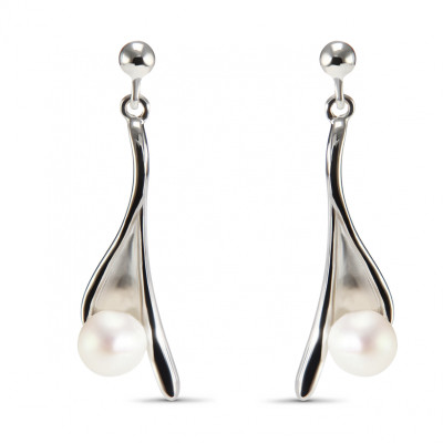 Boucles d'oreilles Pendantes Argent et Perle de Culture
