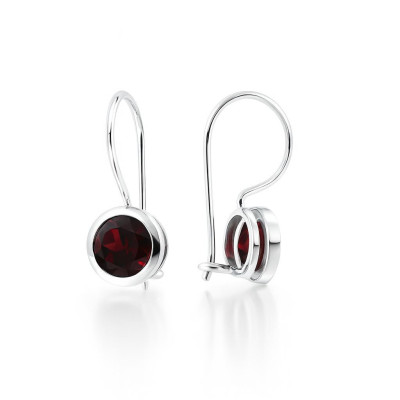 Boucles d'oreilles Pendantes Argent  Grenat Rond 6mm