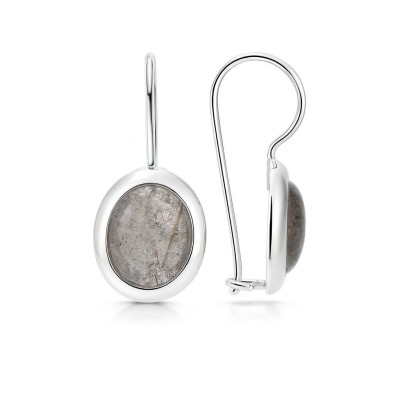 Boucles d'oreilles Pendantes Argent Labradorite Ovale 10x8mm