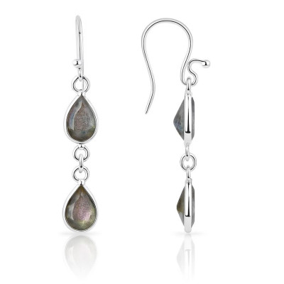Boucles d'oreilles Pendantes Argent Labradorite Poire