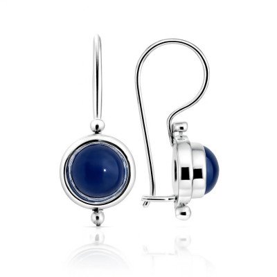 Boucles d'oreilles Pendantes Argent Lapis Lazuli Rond 7mm