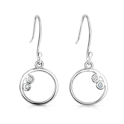 Boucles d'oreilles Pendantes  Argent Motif Rond et Topaze Bleue Traitée
