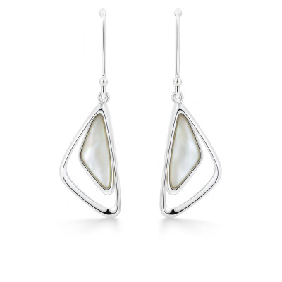 Boucles d'oreilles Pendantes Argent  Nacre Blanche (4.4cm)