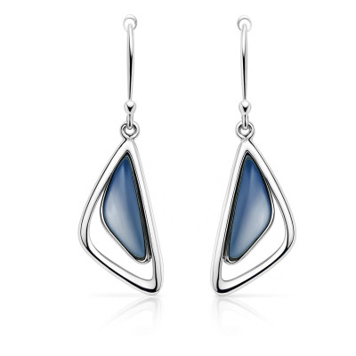 Boucles d'oreilles Pendantes Argent  Nacre Bleue (4.4cm)