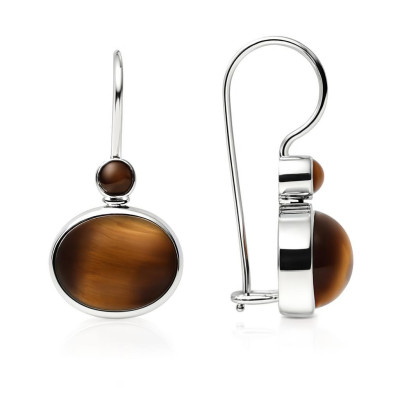 Boucles d oreilles Pendantes Argent Oeil de Tigre