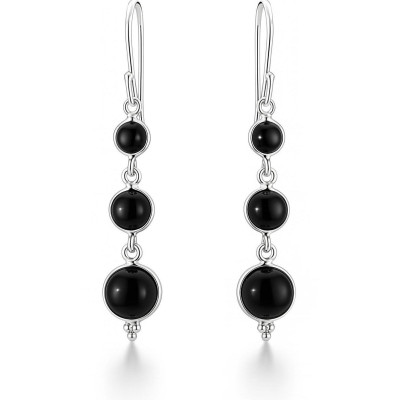 Boucles d'oreilles Pendantes  Argent Onyx