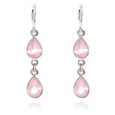 Boucles d'oreilles  Pendantes Argent Quartz Rose Poire