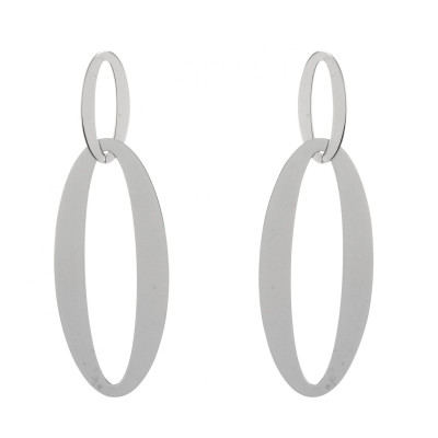 Boucles d'oreilles pendantes Argent Rhodié 2 maillons