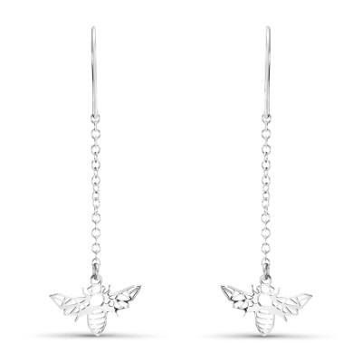 Boucles d'oreilles Pendantes Argent Rhodié Abeille Origami