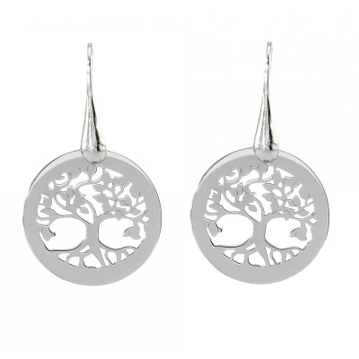 Boucles d'oreilles pendantes argent rhodié arbre de vie 20mm