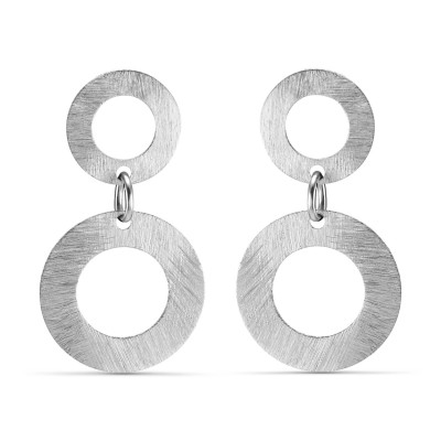 Boucles d'oreilles Pendantes Argent Rhodié Brossé Cercles
