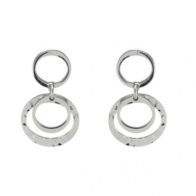 Boucles d'oreilles pendantes Argent Rhodié cercles