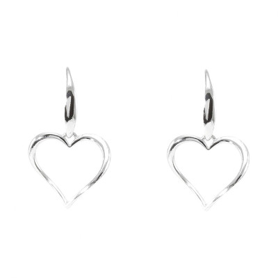 Boucles d'oreilles pendantes argent rhodié coeur