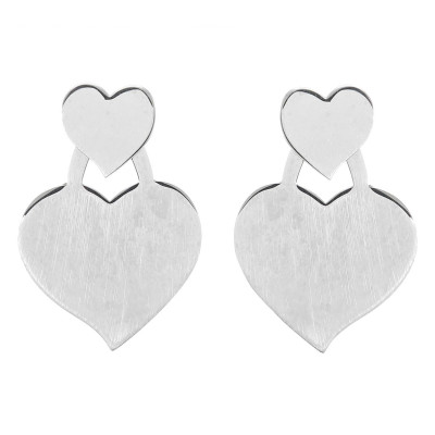 Boucles d'oreilles pendantes argent rhodié coeurs