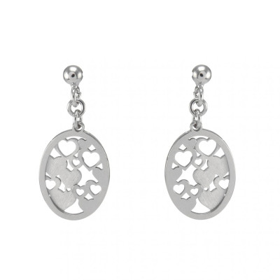 Boucles d'oreilles pendantes Argent Rhodié coeurs