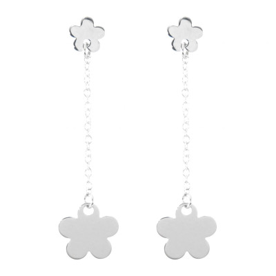 Boucles d'oreilles pendantes argent rhodié fleurs