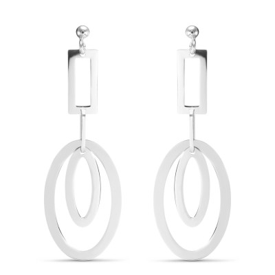 Boucles d'oreilles Pendantes Argent Rhodié Formes Géométriques
