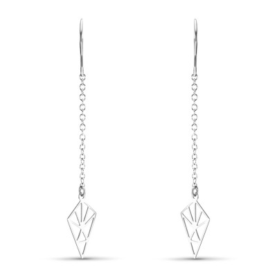 Boucles d'oreilles Pendantes Argent Rhodié Losange Origami