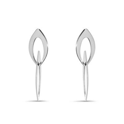 Boucles d'oreilles Pendantes Argent Rhodié Navettes