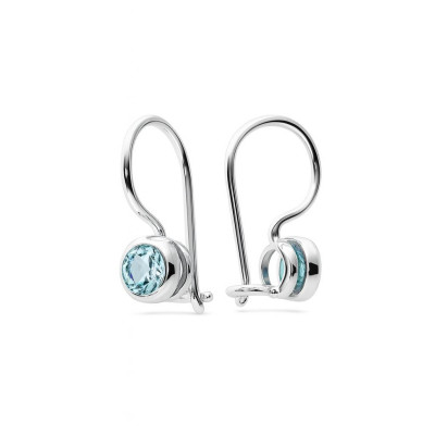 Boucles d'oreilles Pendantes Argent Topaze Bleue Traitée 4mm