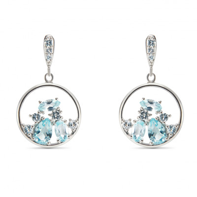 Boucles d'oreilles Pendantes Argent  Topaze bleue traitée