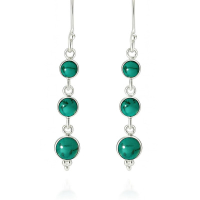 Boucles d'oreilles Pendantes Argent Turquoise reconstituée
