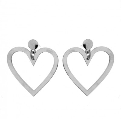 Boucles d'oreilles pendantes coeurs en Argent 925 rhodié 