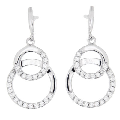 Boucles d'oreilles pendantes en Argent 925 rhodié et oxyde de zirconium