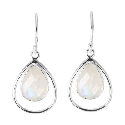 Boucles d'oreilles Pendantes en Argent et Labradorite